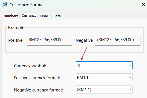 A screenshot of a currency formDescription automatically generated